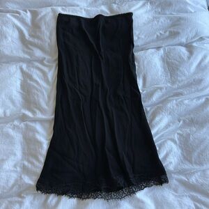 Black slip skirt with lace trim